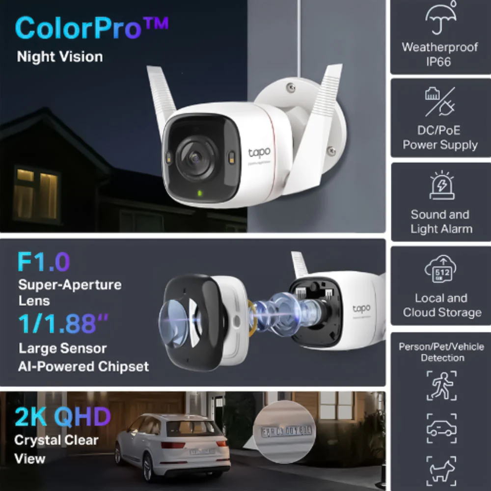 Tapo C325WB V2 Wi-Fi Outdoor Security Camera 2K 4MP 4.1mm (Mic) (Full Color) - Image 5