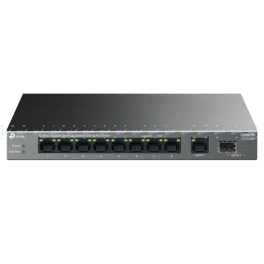 TP-Link LS1210GP Unmanaged Desktop Switch 8 Ports PoE+ 10/100/1000Mbps + 1 Port 10/100/1000Mbps + 1 Port SFP 10/100/1000Mbps 61W