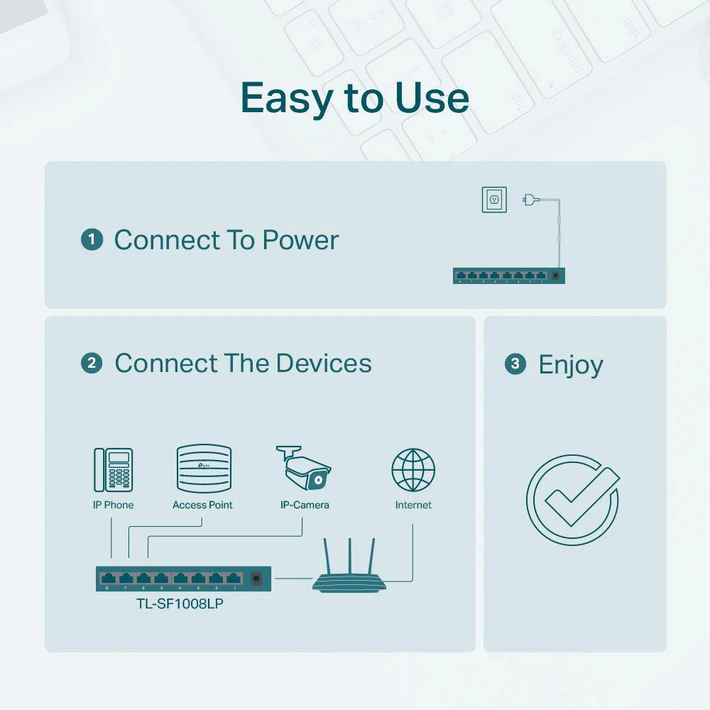TP-Link TL-SF1008LP Unmanaged Desktop Switch 4 Ports PoE 10/100Mbps + 4 Ports 10/100Mbps - Image 4