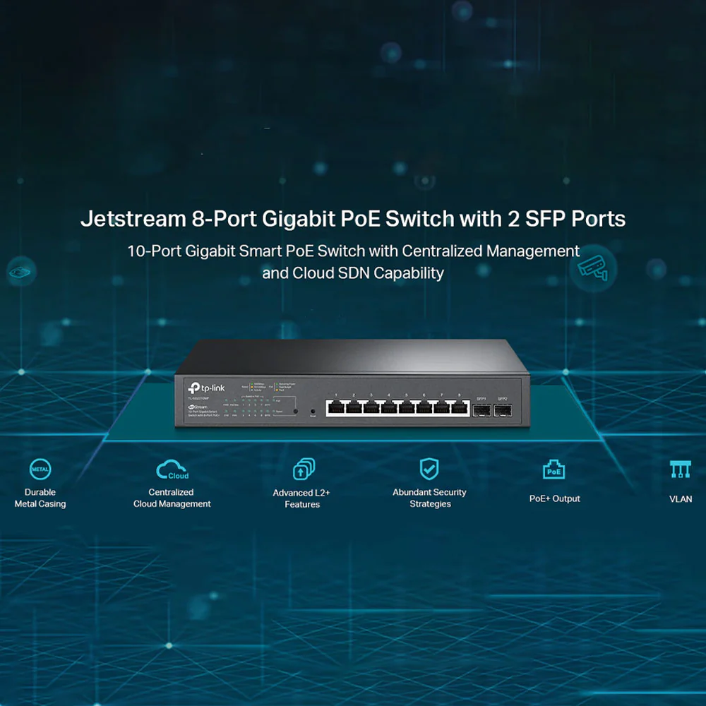 TP-Link TL-SG2210MP JetStream Smart Managed Rackmount Switch 8 Ports PoE+ 10/100/1000Mbps + 2 Ports SFP 10/100/1000Mbps 150W - Image 5