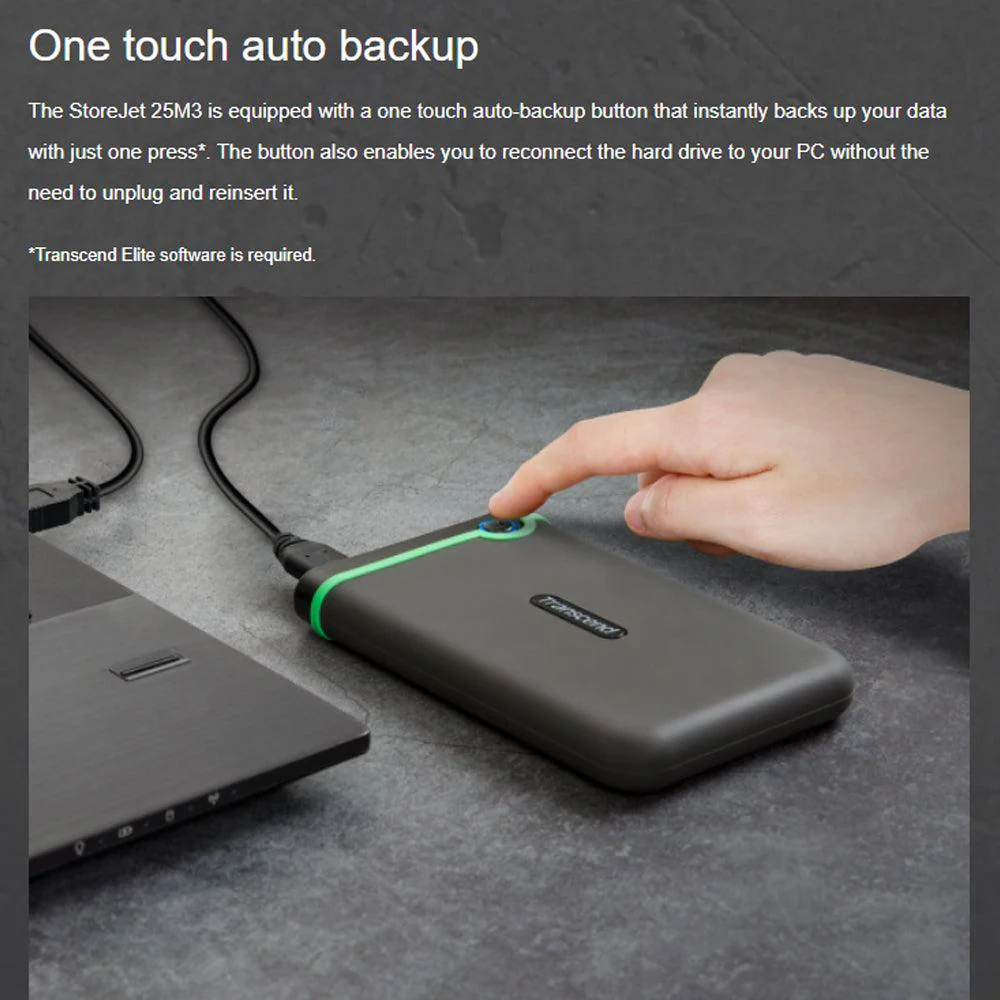 Transcend StoreJet 25M3 2TB Portable External Hard Drive - Iron Gray - Image 10