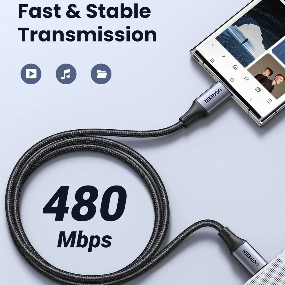 Ugreen 15311 PD Type-C To Type-C Cable 240W Fast Charging 1m - Space Gray - Image 3