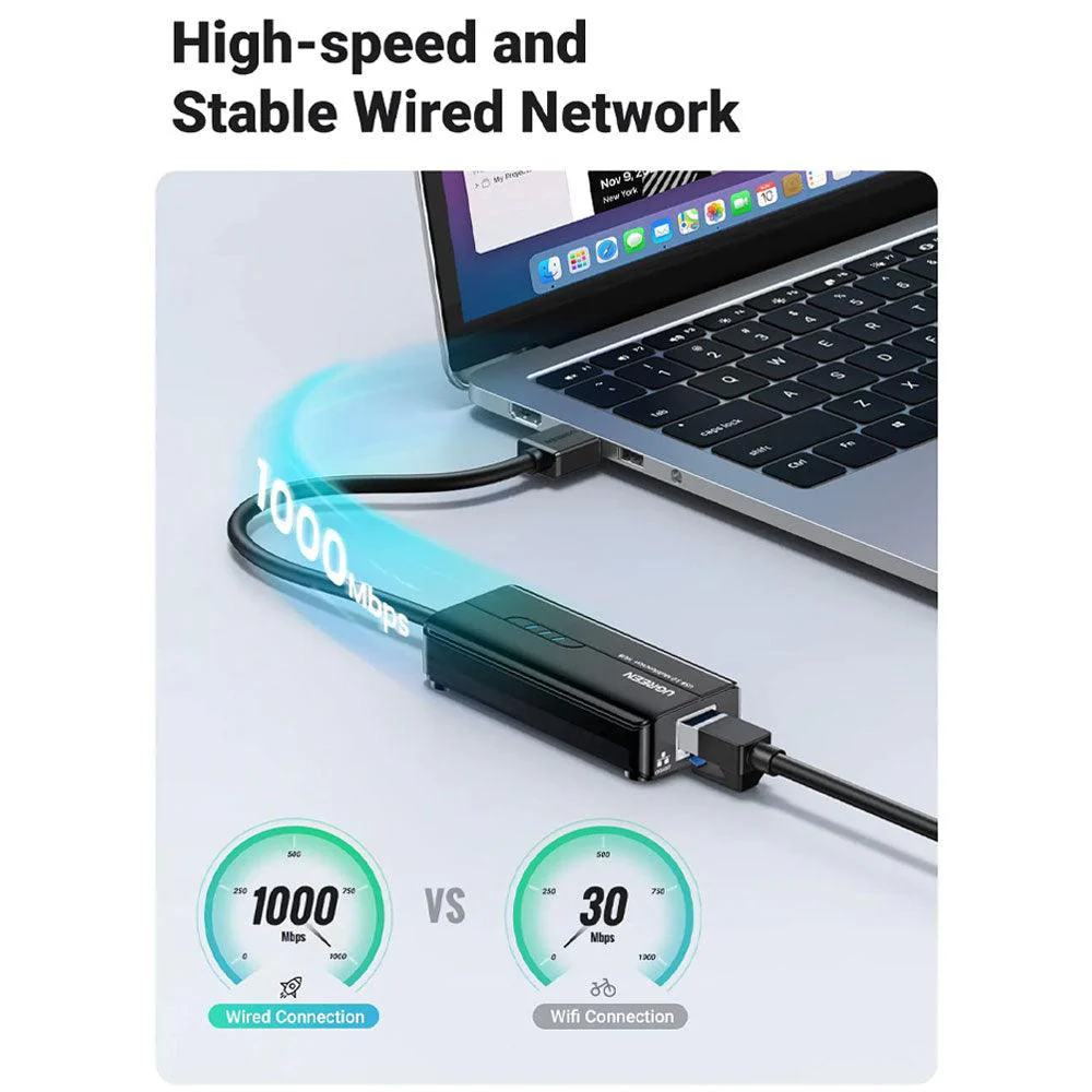 Ugreen 20265 4in1 USB 3.0 HUB 3 Port With Ethernet - Image 3