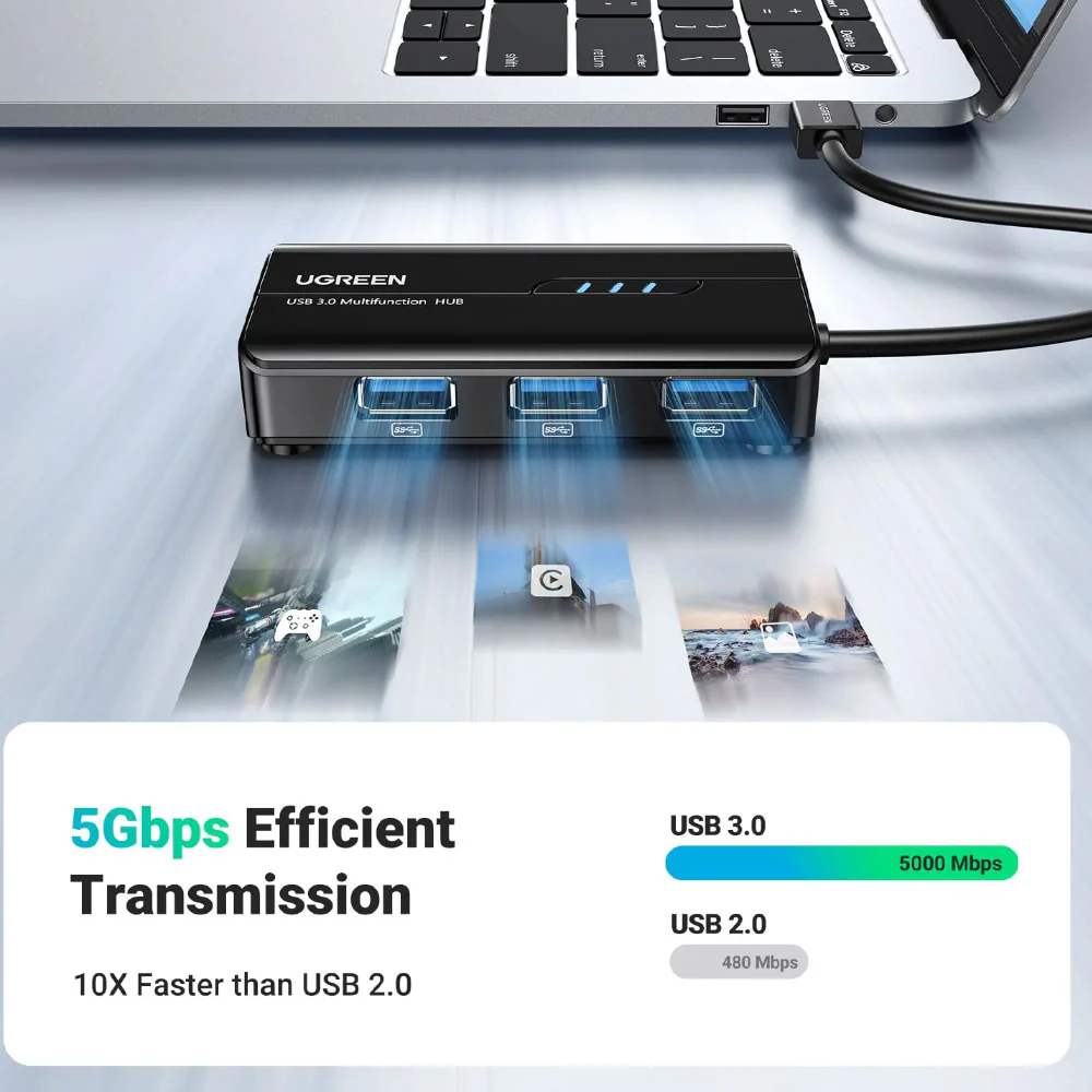 Ugreen 20265 4in1 USB 3.0 HUB 3 Port With Ethernet - Image 9