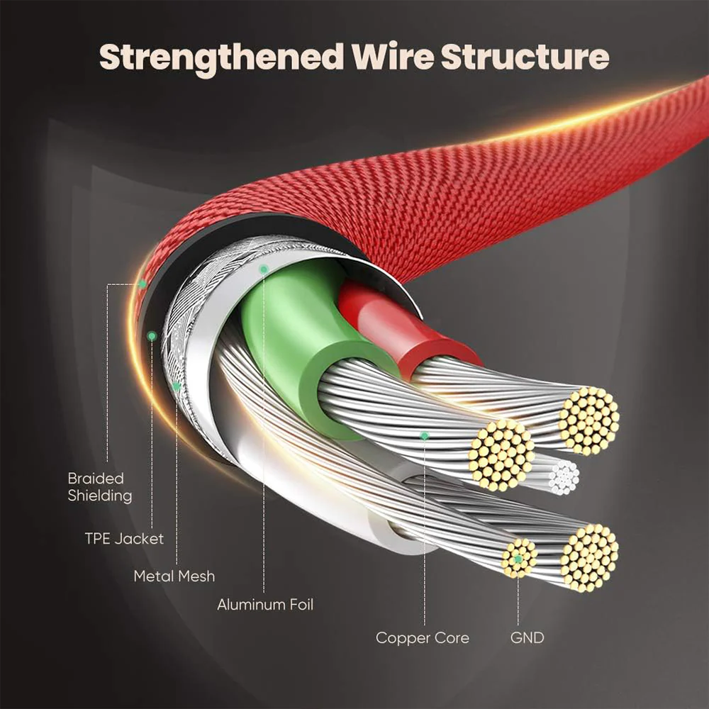Ugreen 60186 PD Type-C To Type-C Cable 3A 60W Fast Charging 1m - Red - Image 6