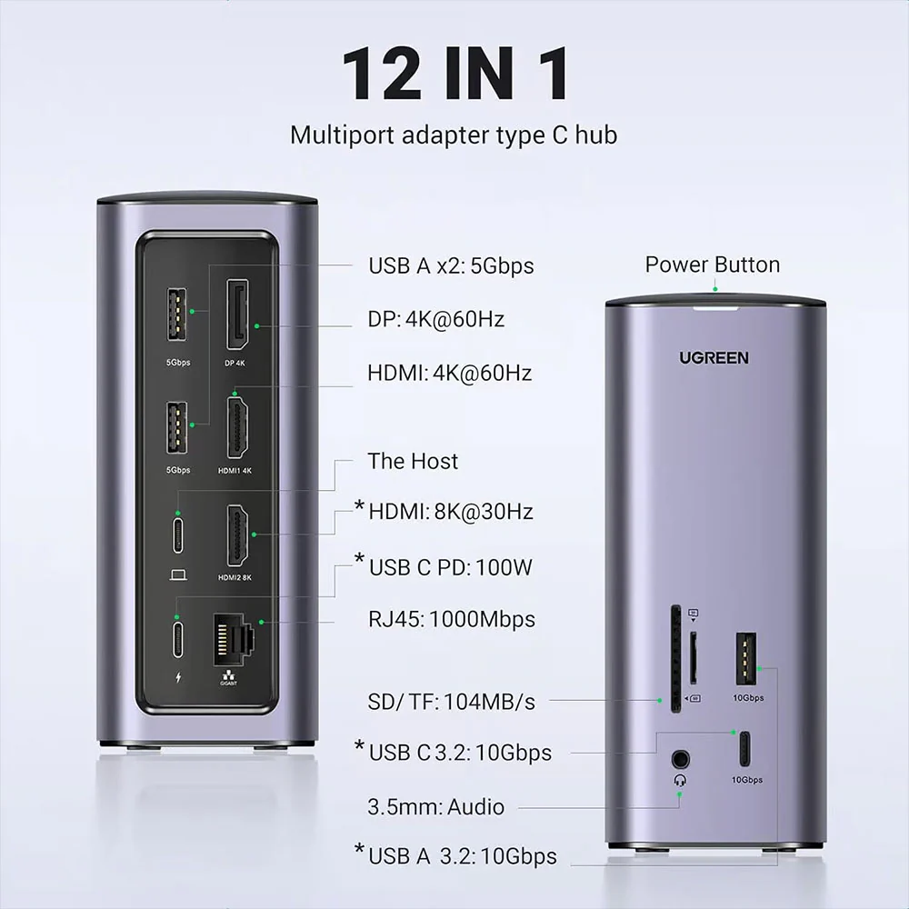 Ugreen 90325 12in1 Type-C Multi-Function Docking Station HUB Converter - Image 2