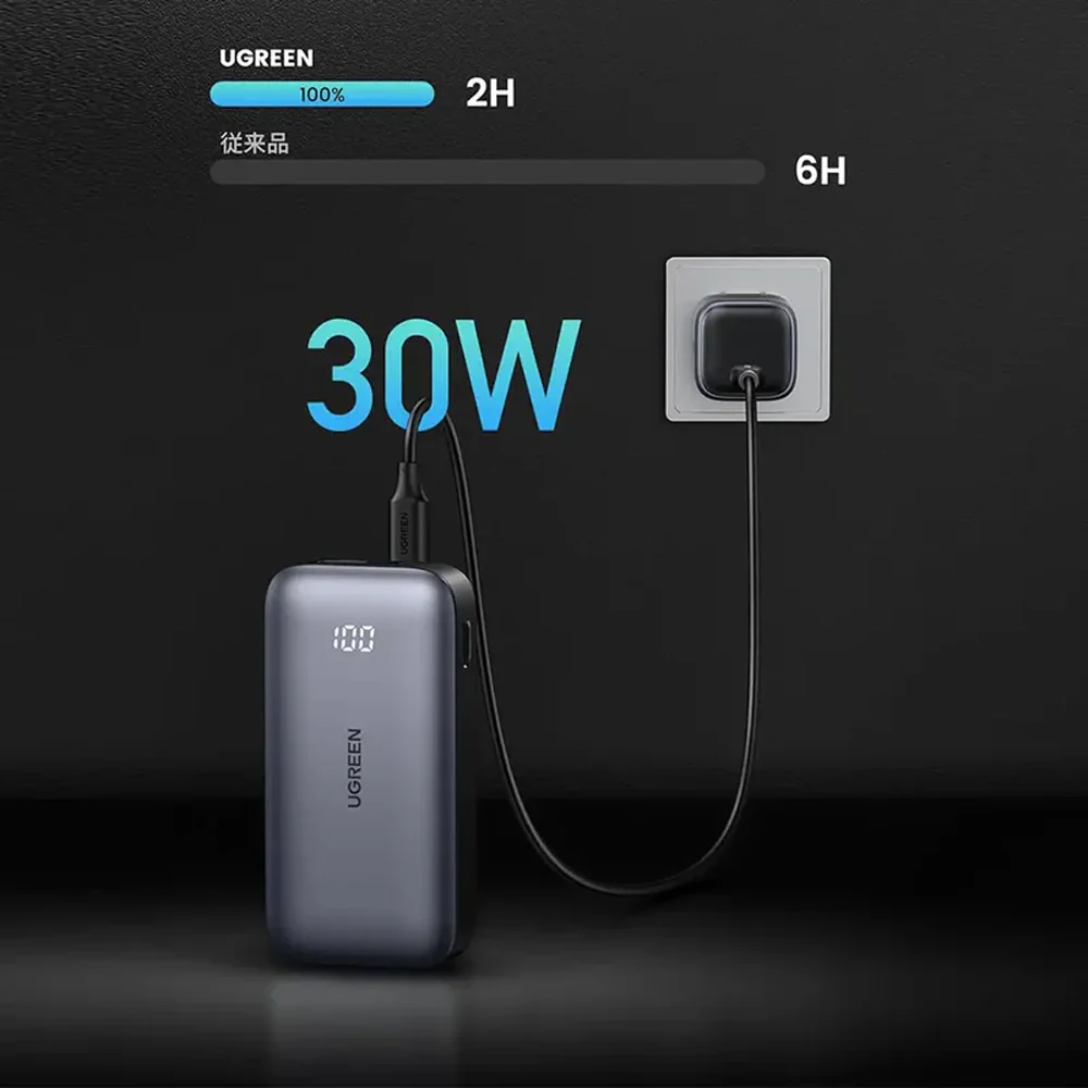 Ugreen Nexode 25185 Power Bank USB + Type-C 30W Fast Charging 10000mAh - Black - Image 5