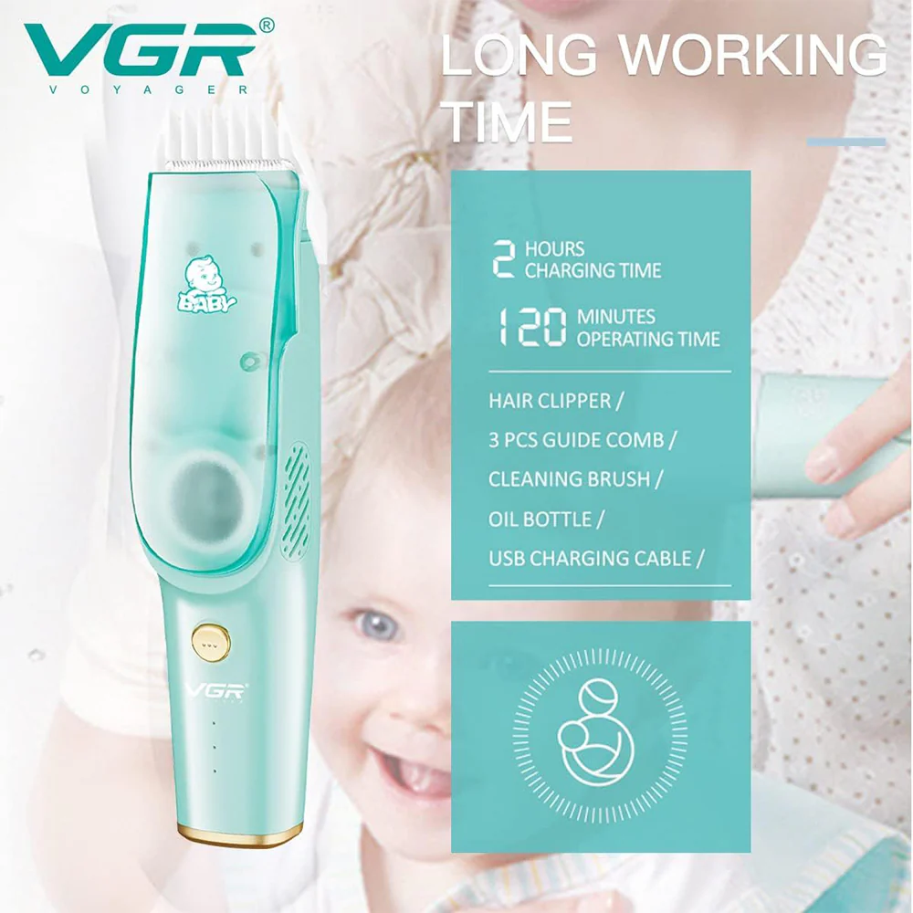 VGR Baby Vacuum Hair Clipper V-151 - Green - Image 5