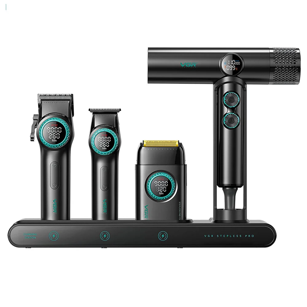 VGR Professional Barber Combo Set 4in1 Stepless Pro 4 - Image 2