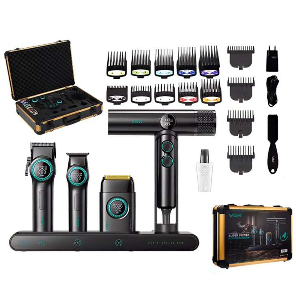 VGR Professional Barber Combo Set 4in1 Stepless Pro 4 - Image 3