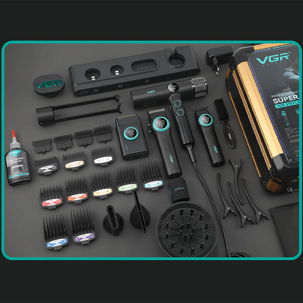 VGR Professional Barber Combo Set 4in1 Stepless Pro 4 - Image 5