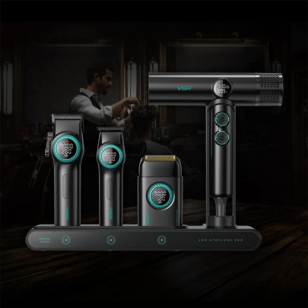 VGR Professional Barber Combo Set 4in1 Stepless Pro 4 - Image 8
