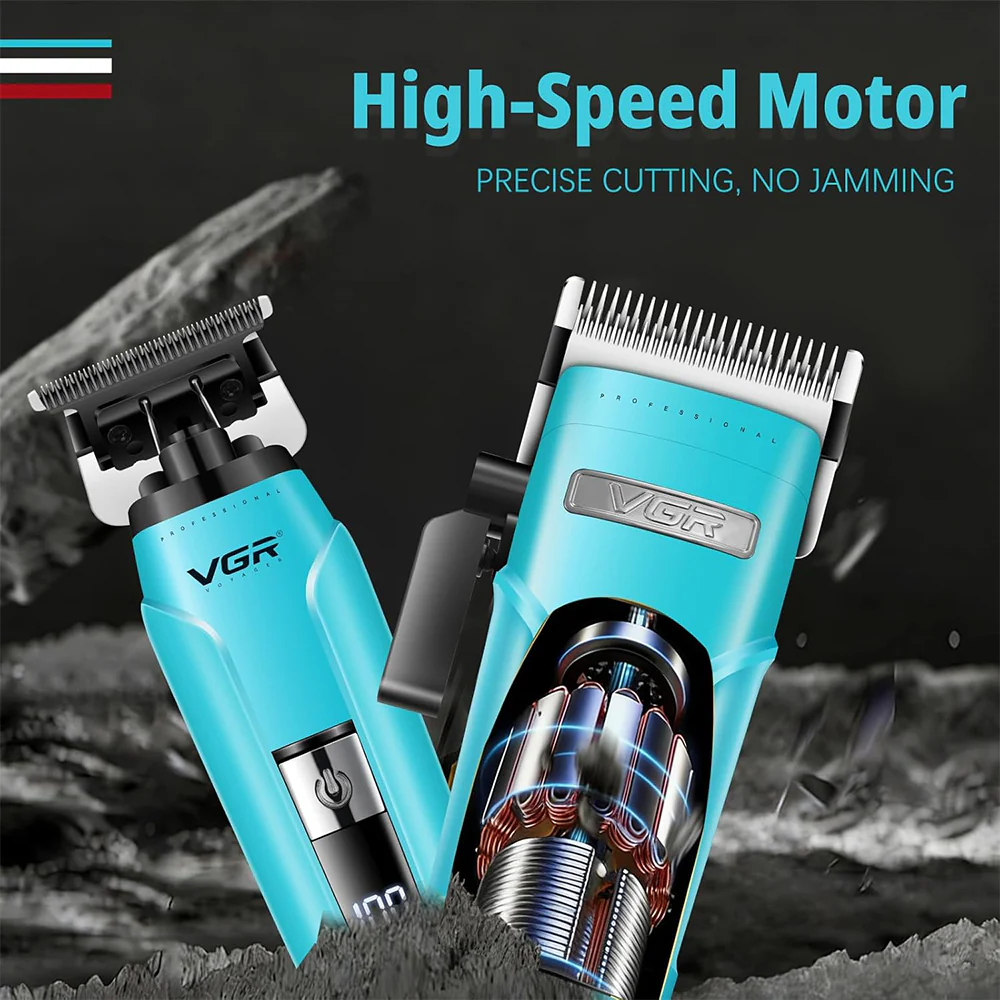 VGR Professional Hair Clipper and Trimmer Set V-694 S2 - Green - Image 10