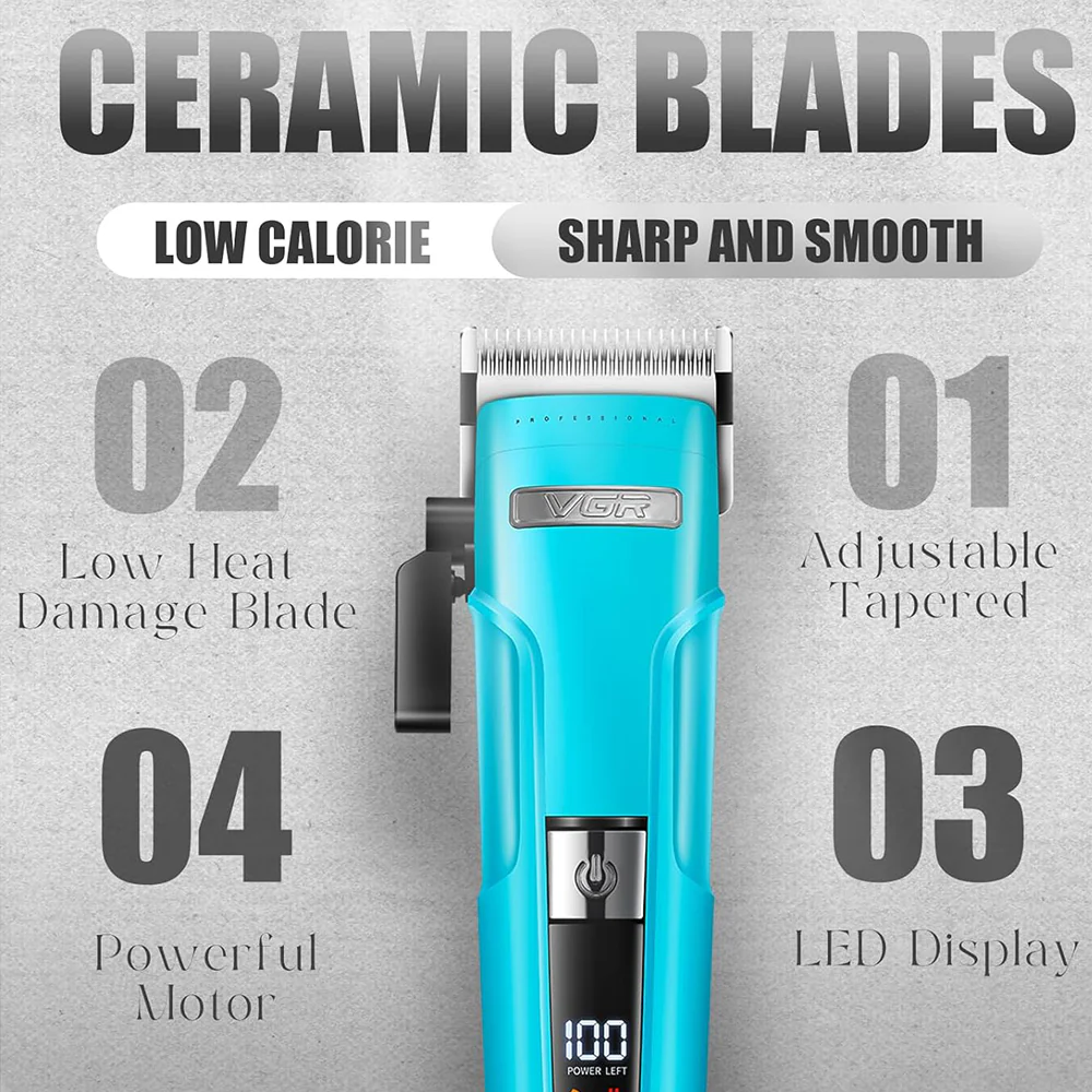 VGR Professional Hair Clipper and Trimmer Set V-694 S2 - Green - Image 4