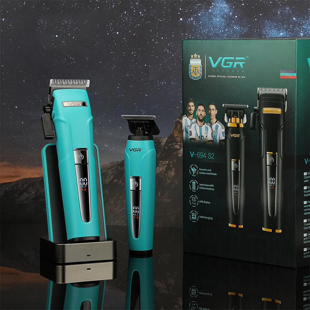 VGR Professional Hair Clipper and Trimmer Set V-694 S2 - Green - Image 5