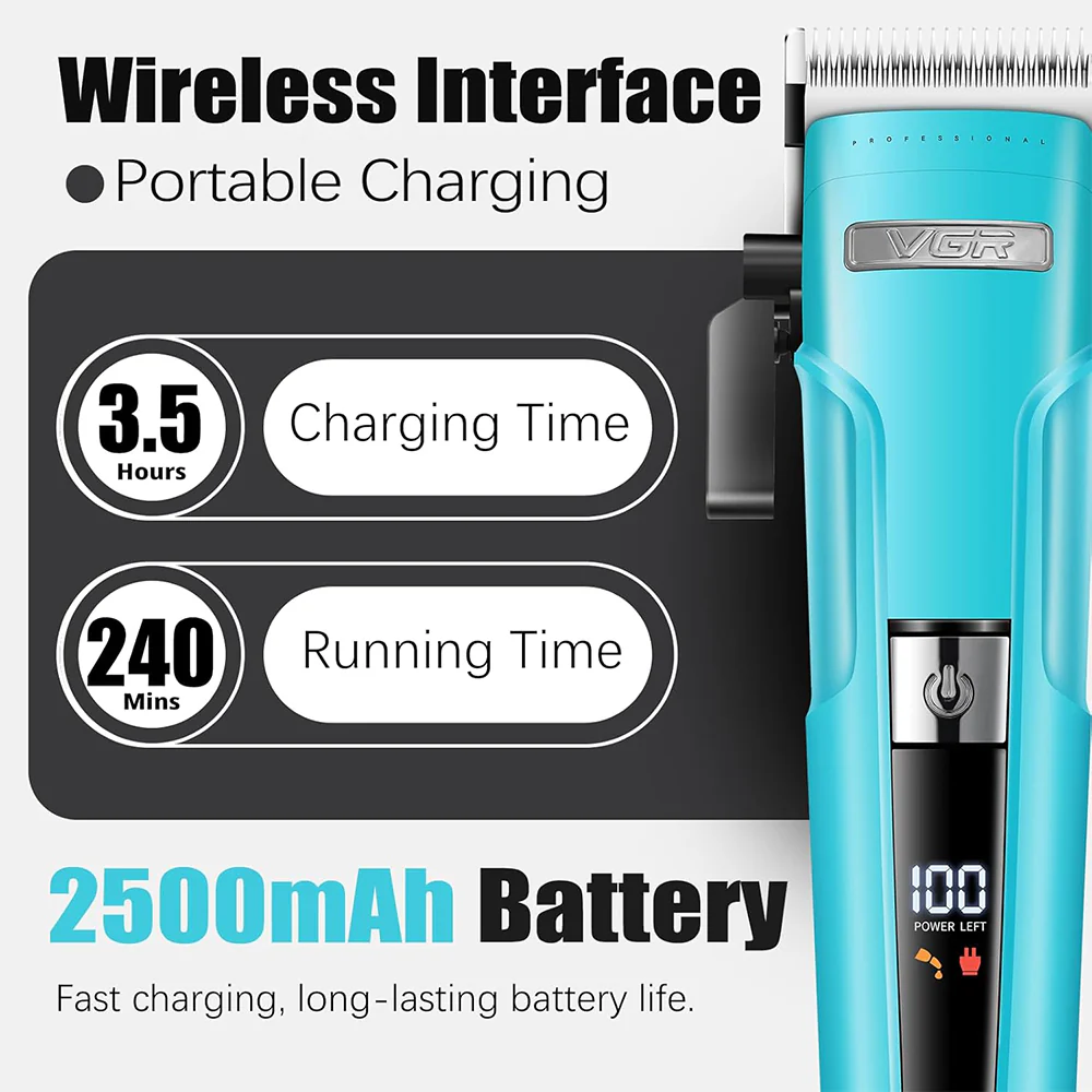 VGR Professional Hair Clipper and Trimmer Set V-694 S2 - Green - Image 8