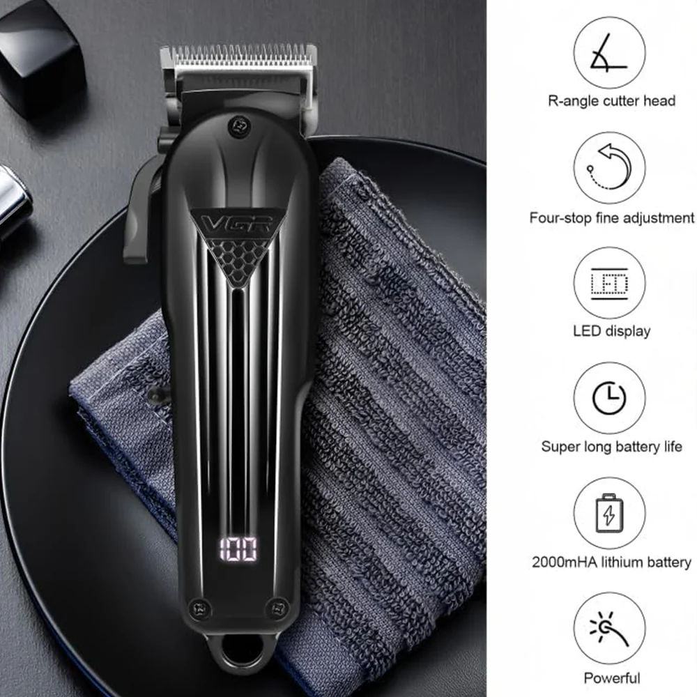 VGR Professional Hair Clipper V-282 - Black - Image 3