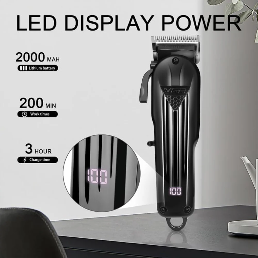 VGR Professional Hair Clipper V-282 - Black - Image 5