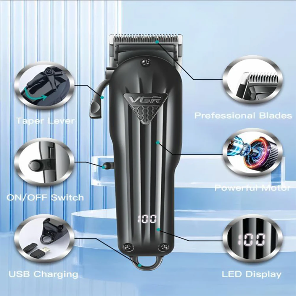VGR Professional Hair Clipper V-282 - Black - Image 6