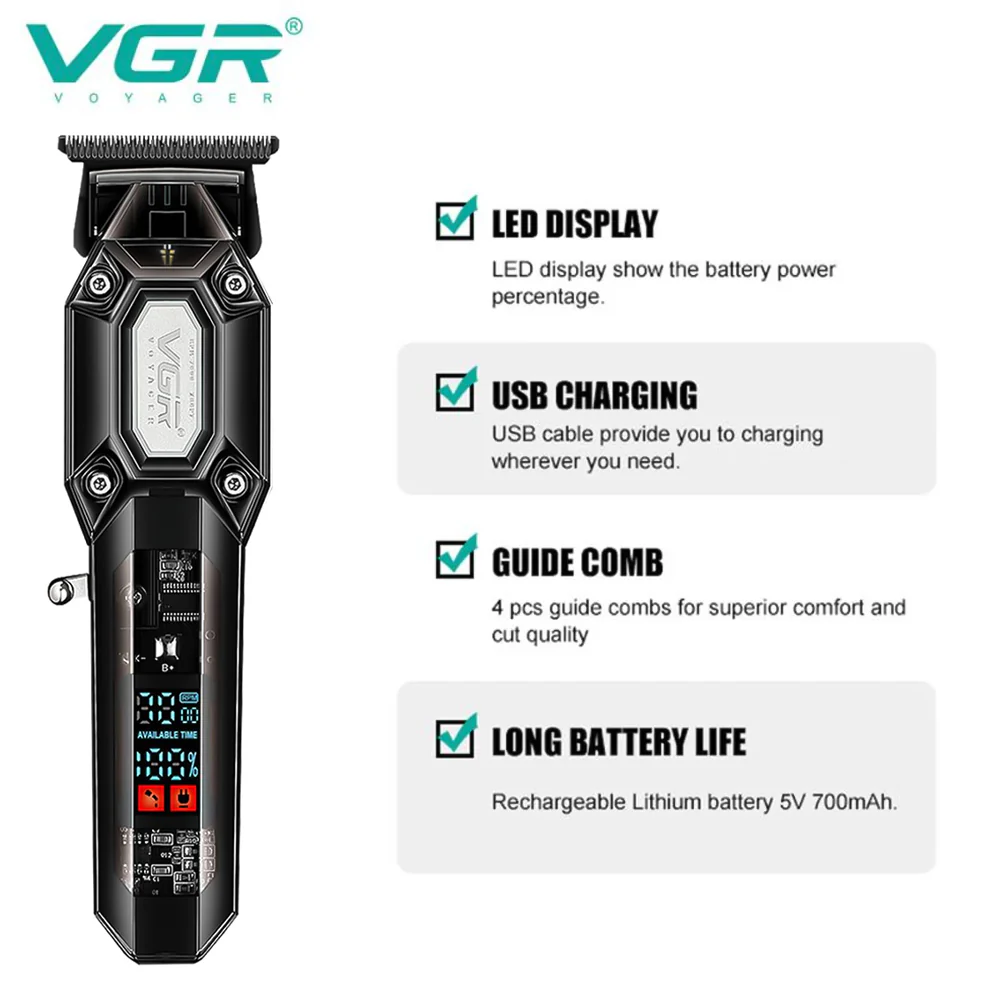 VGR Professional Hair Trimmer V-900 - Black - Image 4