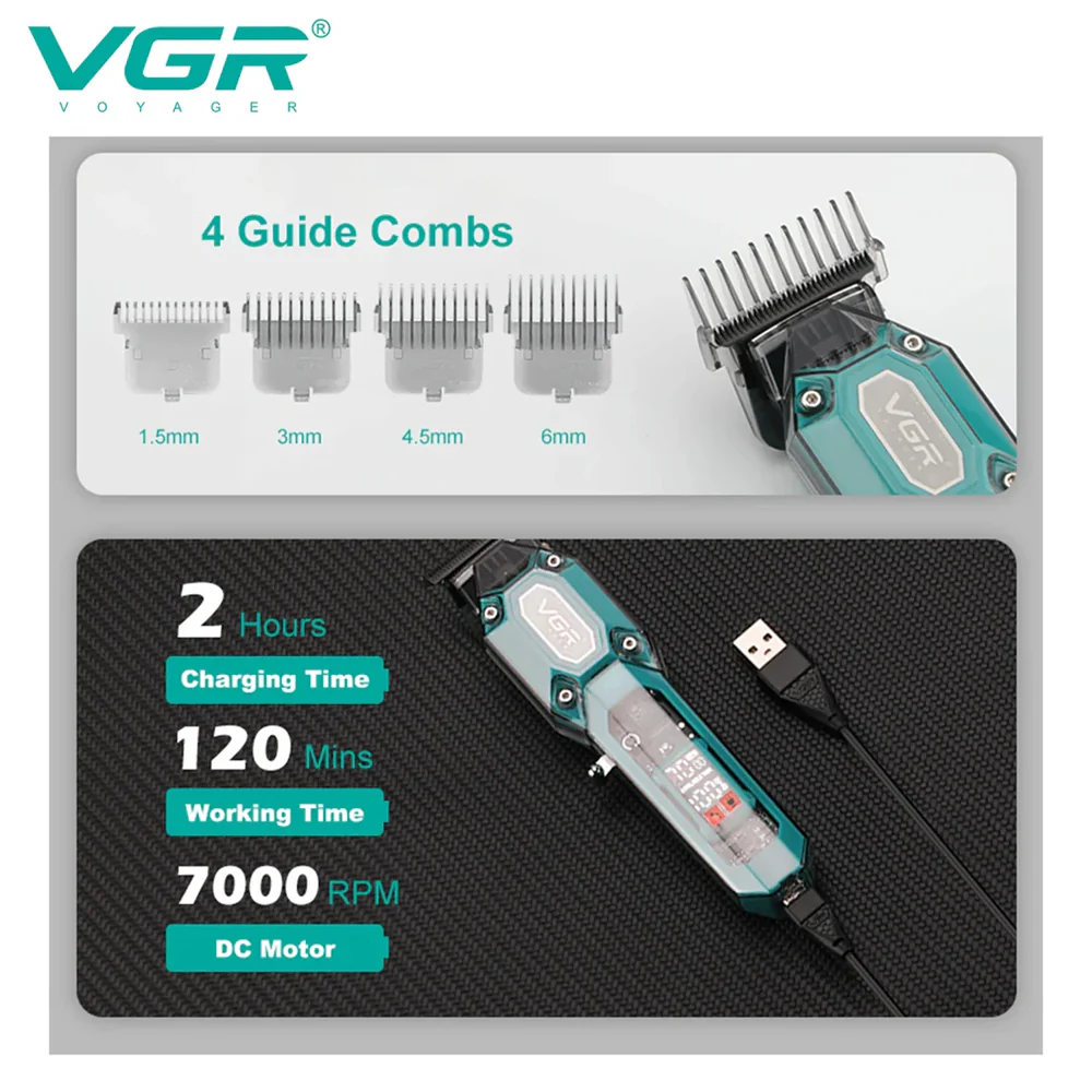 VGR Professional Hair Trimmer V-900 - Black - Image 5
