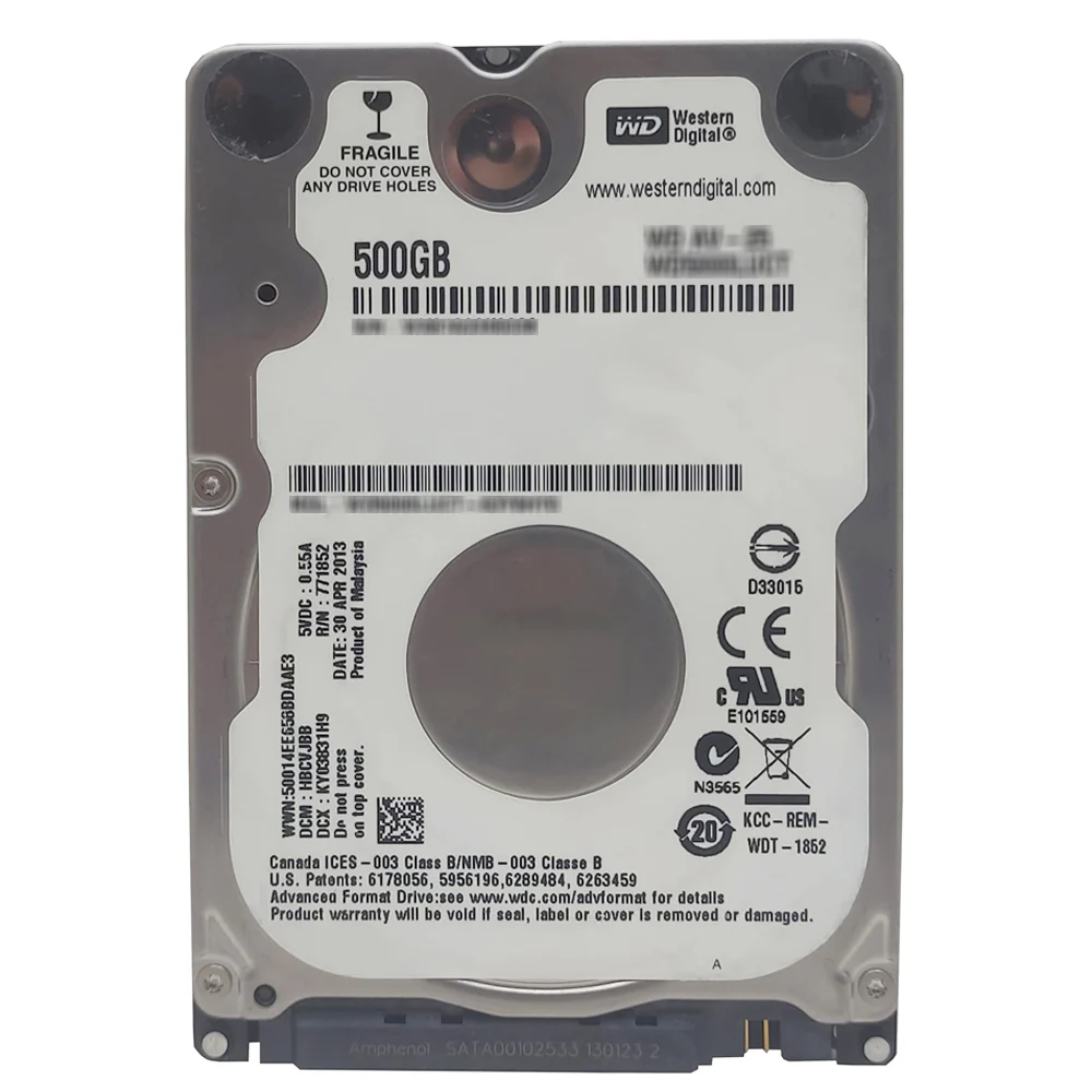 Western Digital 500GB 2.5 Inch Internal Laptop Hard Drive (Original Used)