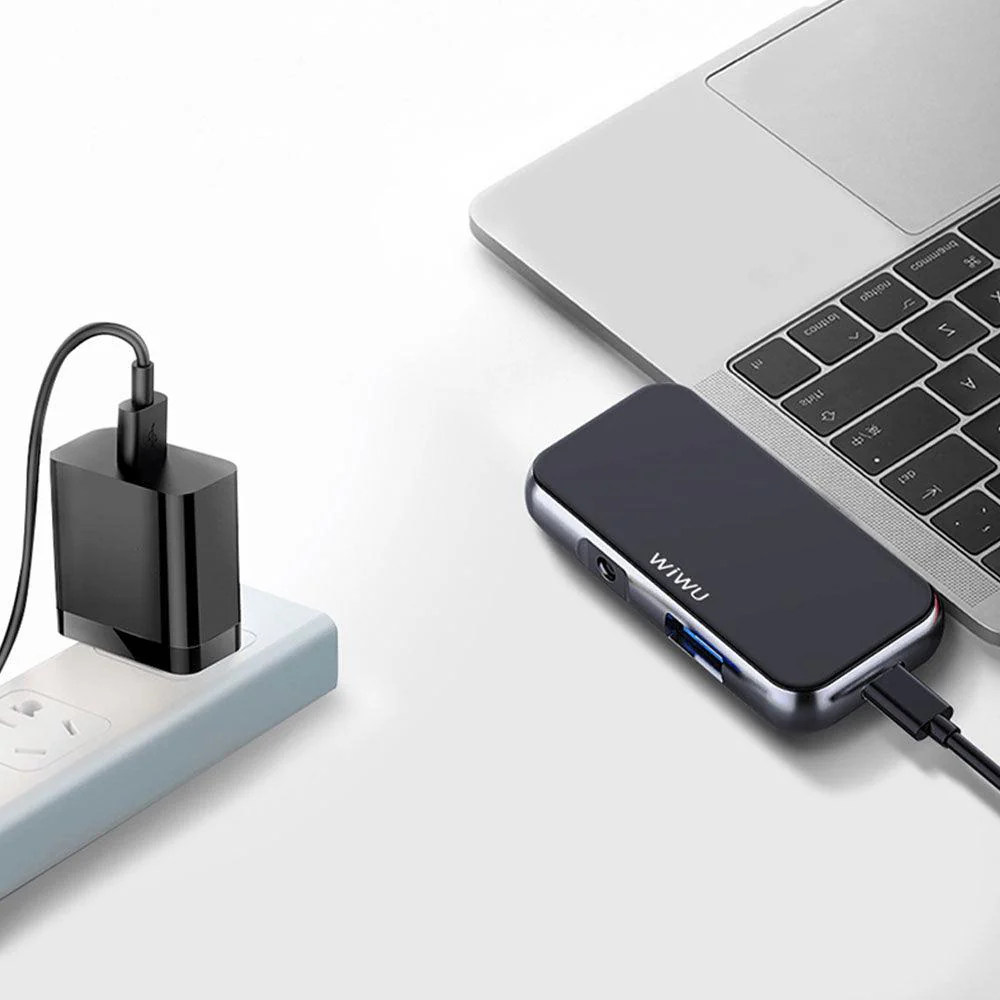 WiWU Alpha T5 Pro 4in1 Type-C HUB Converter - Gray - Image 2