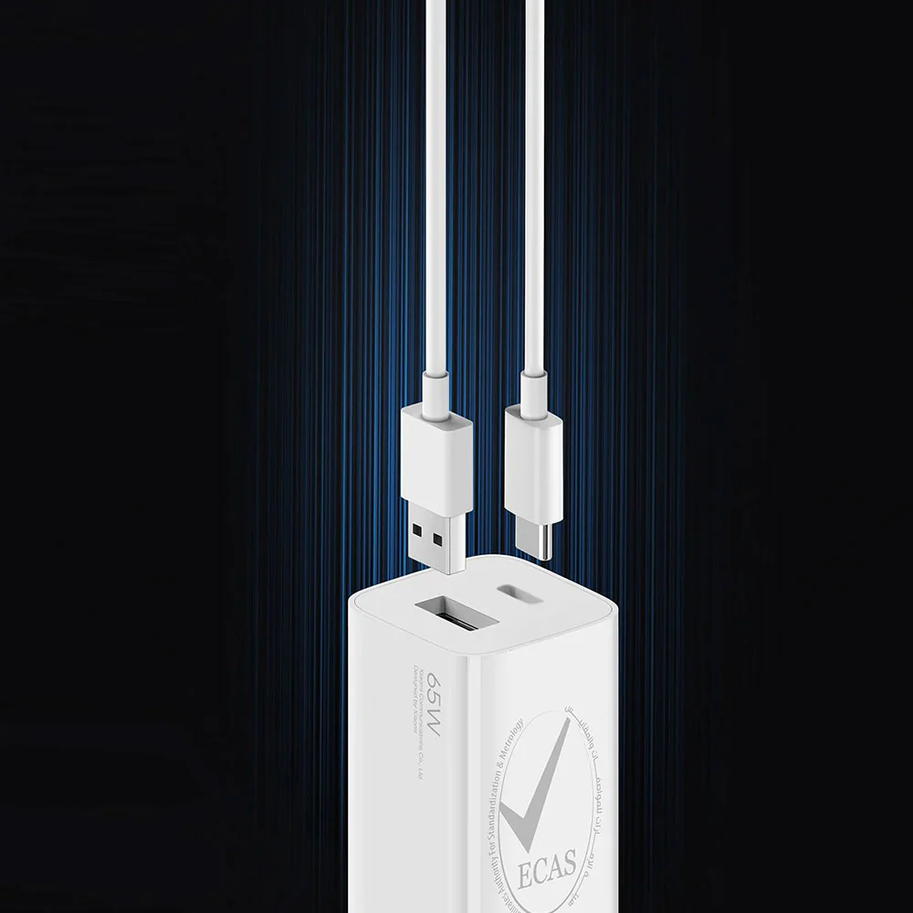 Xiaomi AD652GUK GaN Wall Charger Type-C + USB + Type-C Cable 65W Fast Charging - White - Image 10