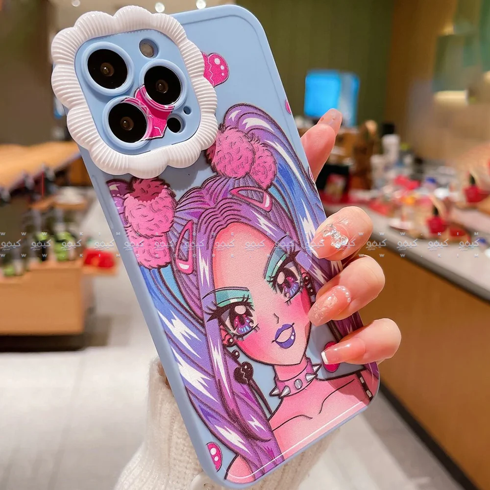 Y2K Cartoon Girl Pattern Phone Cover - Image 2