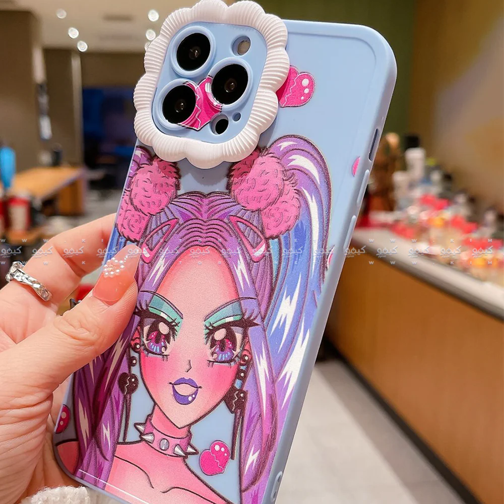 Y2K Cartoon Girl Pattern Phone Cover - Image 3